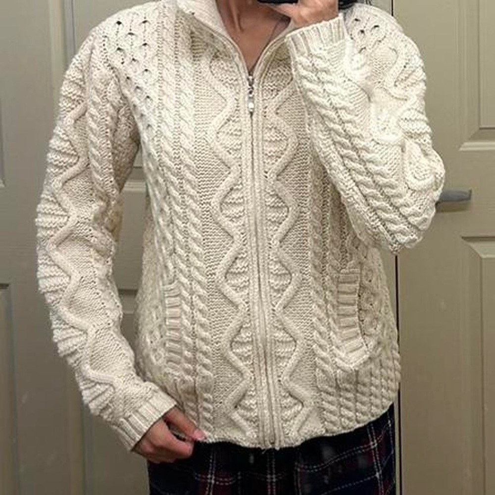 aran islands zip up sweater